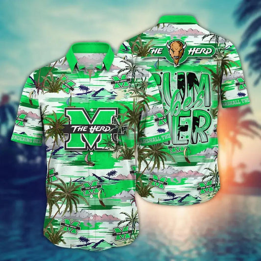 Marshall Thundering Herd NCAA Flower Aloha Hawaiian Shirt 8, NCAA Hawaiian Shirt Moonbestprint