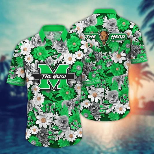 Marshall Thundering Herd NCAA Flower Aloha Hawaiian Shirt 9, NCAA Hawaiian Shirt Moonbestprint