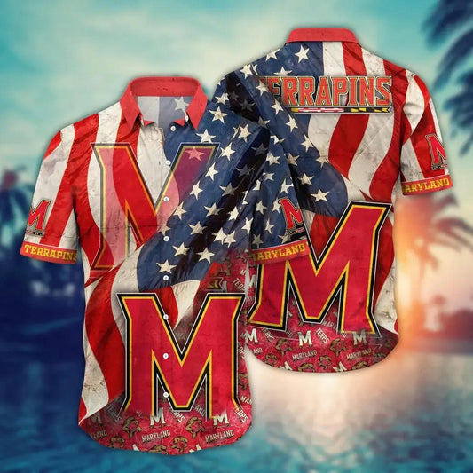 Maryland Terrapins NCAA Flower Aloha Hawaiian Shirt 10, NCAA Hawaiian Shirt Moonbestprint