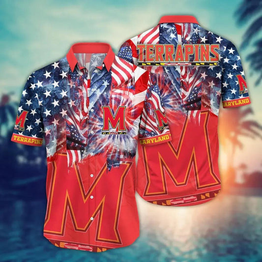 Maryland Terrapins NCAA Flower Aloha Hawaiian Shirt 12, NCAA Hawaiian Shirt Moonbestprint