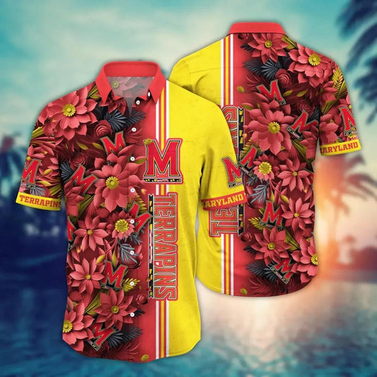 Maryland Terrapins NCAA Flower Aloha Hawaiian Shirt 3, NCAA Hawaiian Shirt Moonbestprint