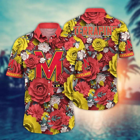 Maryland Terrapins NCAA Flower Aloha Hawaiian Shirt 5, NCAA Hawaiian Shirt Moonbestprint