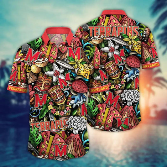 Maryland Terrapins NCAA Flower Aloha Hawaiian Shirt 6, NCAA Hawaiian Shirt Moonbestprint