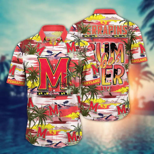 Maryland Terrapins NCAA Flower Aloha Hawaiian Shirt 9, NCAA Hawaiian Shirt Moonbestprint