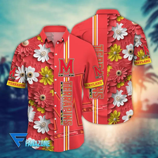 Maryland Terrapins, Style Hot Trending Summer NCAA Flower Aloha Hawaiian Shirt 15, NCAA Hawaiian Shirt Moonbestprint