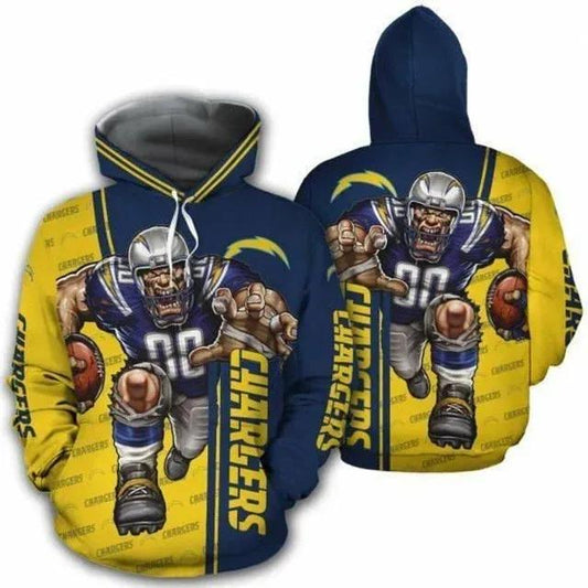 Mascot Running Ball Los Angeles Chargers - Hoodie 3D, NFL Hoodie Moonbestprint