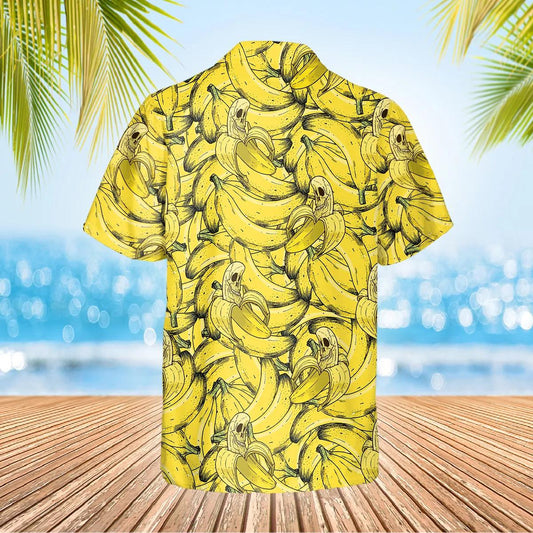 Massive Banana Skull Hawaiian Shirt, Hawaiian Button Up Shirt, Tropical Shirts For Men Moonbestprint