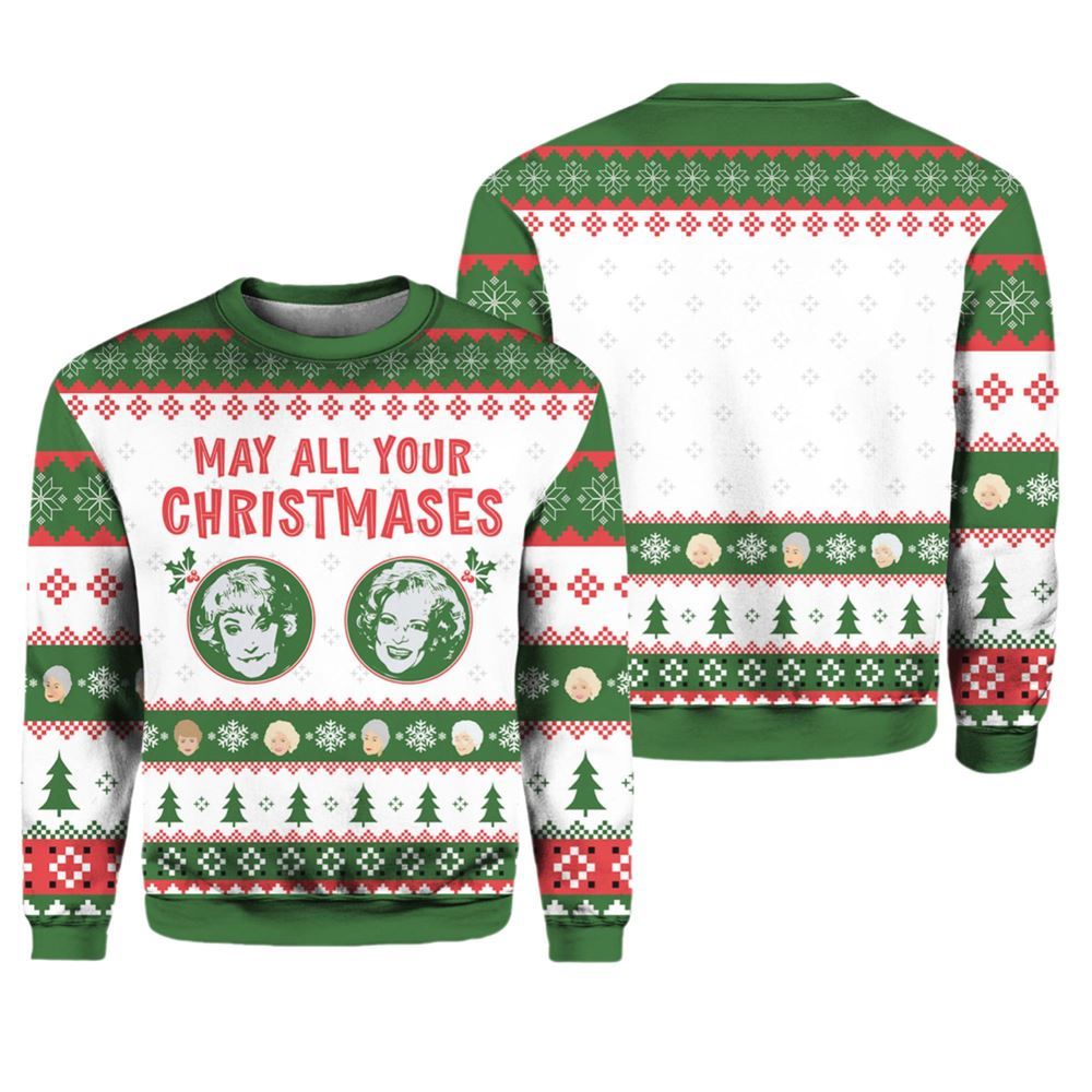 May All Your Christmases Bea White The Golden Girls Ugly Sweater - Moonbestprint