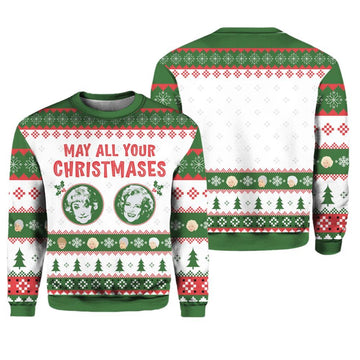 May All Your Christmases Bea White The Golden Girls Ugly Sweater - Moonbestprint