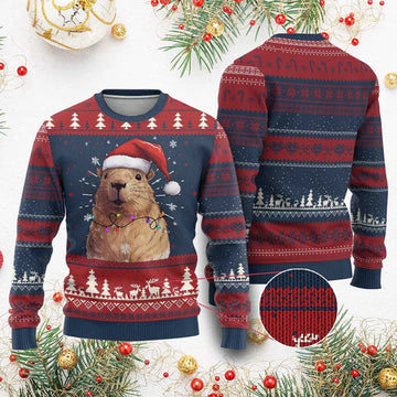 Meme Capybara Christmas Ugly Sweater - Moonbestprint