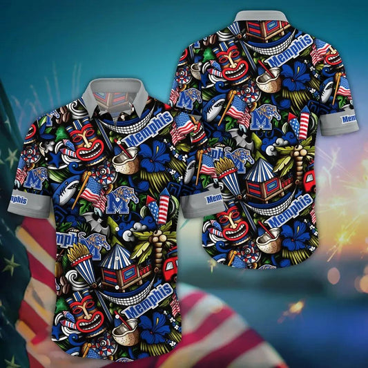 Memphis Tigers NCAA Flower Aloha Hawaiian Shirt 12, NCAA Hawaiian Shirt Moonbestprint