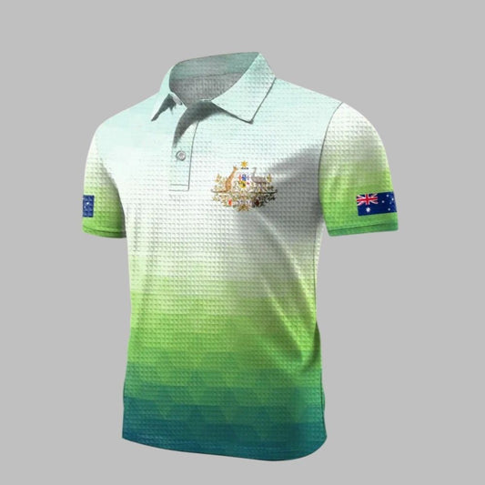 Men's AU Flag Business Style Printed Polo Shirt - Moonbestprint