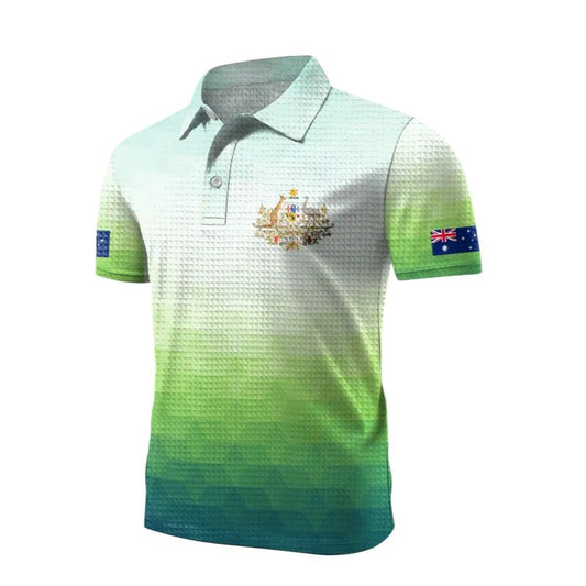 Men's AU Flag Business Style Printed Polo Shirt - Moonbestprint