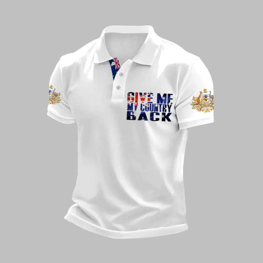 Men's AU Flag Immigration Give Me My Country Back Polo Shirt - Moonbestprint