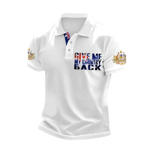 Men's AU Flag Immigration Give Me My Country Back Polo Shirt - Moonbestprint
