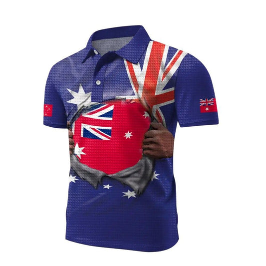 Men's AU Flag Printed Polo Shirt - Moonbestprint