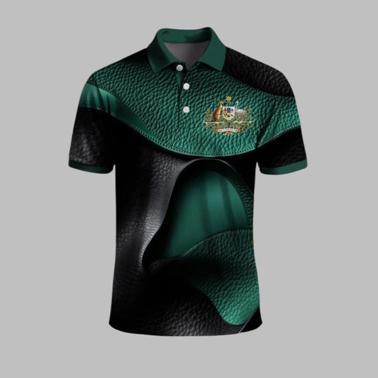 Men's Australian Kangaroo Textured Art Print Casual Business Polo Shirt - Moonbestprint