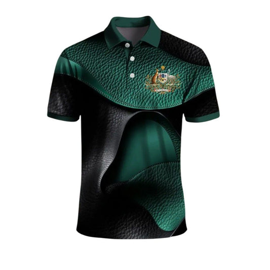 Men's Australian Kangaroo Textured Art Print Casual Business Polo Shirt - Moonbestprint