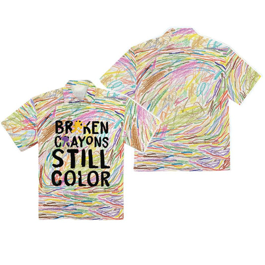 Men's Broken Crayons Still Color Print Button-up Shirt - Moonbestprint