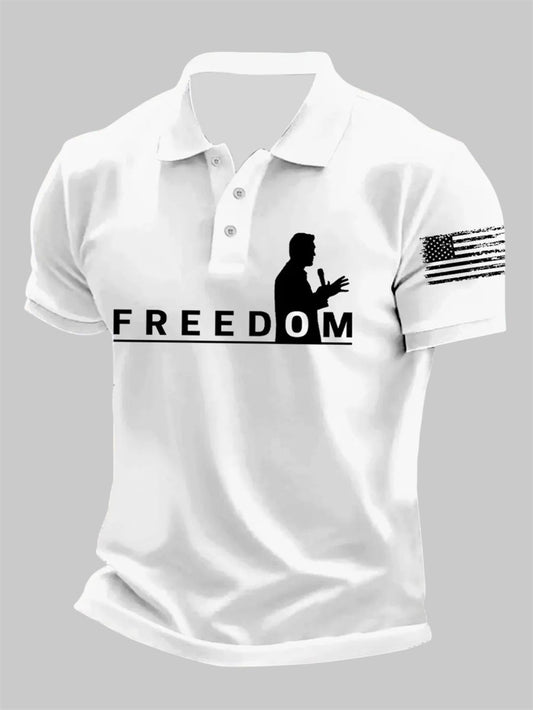 Men's Charlie Kirk Freedom Print Polo Shirt - Moonbestprint