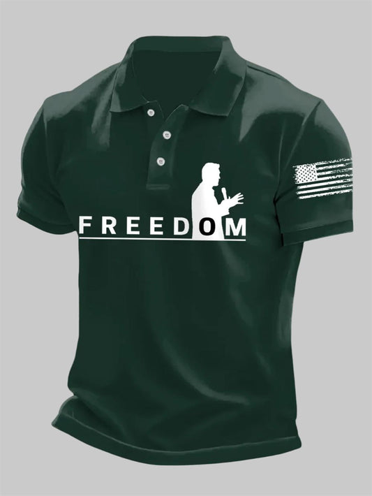 Men's Charlie Kirk Freedom Print Polo Shirt - Moonbestprint