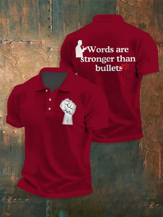 Men's Charlie Kirk Words Are Stronger Than Bullets Print Shirt - Moonbestprint