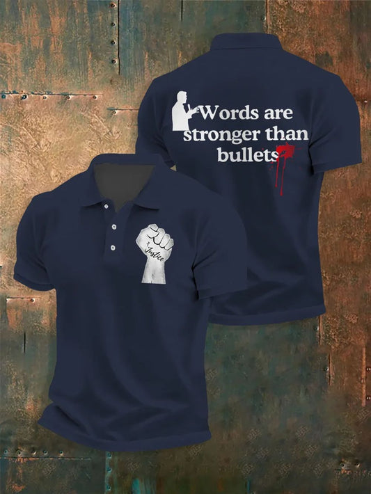 Men's Charlie Kirk Words Are Stronger Than Bullets Print Shirt - Moonbestprint