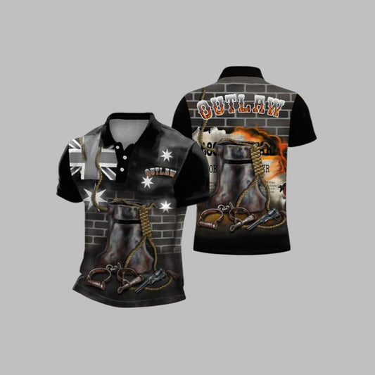 Men's Eureka Flag Aussie Outlaw Printed Polo Shirt - Moonbestprint