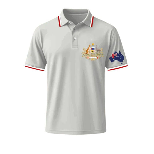 Men's Vintage AuAustralia Flag Coat of Arms Kangaroo Emu Printed Polo Shirt - Moonbestprint