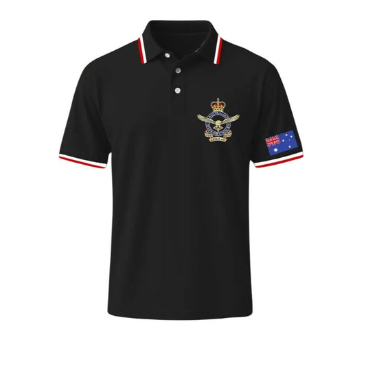 Men's Vintage Australia Flag Crown Emblem Printed Polo Shirt - Moonbestprint