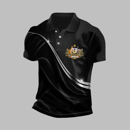 Men's Vintage Australian Flag Badge Lines Polo Shirt - Moonbestprint