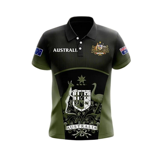 Men's Vintage Australian Flag Kangaroo Patchwork Polo Shirt - Moonbestprint