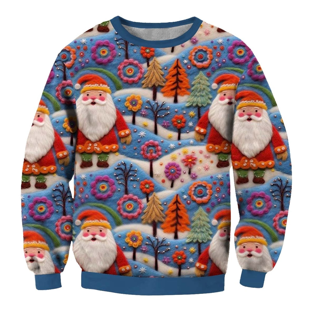 Men's Vintage Santa Print Crew Neck Ugly Christmas Sweatshirt - Moonbestprint