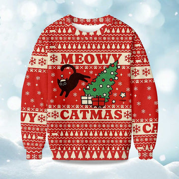 2026 Meowy Catmas Christmas Ugly Sweater Moonbestprint