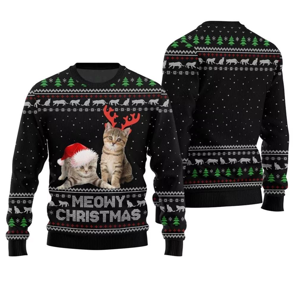 Meowy Christmas Ugly Sweater - Moonbestprint