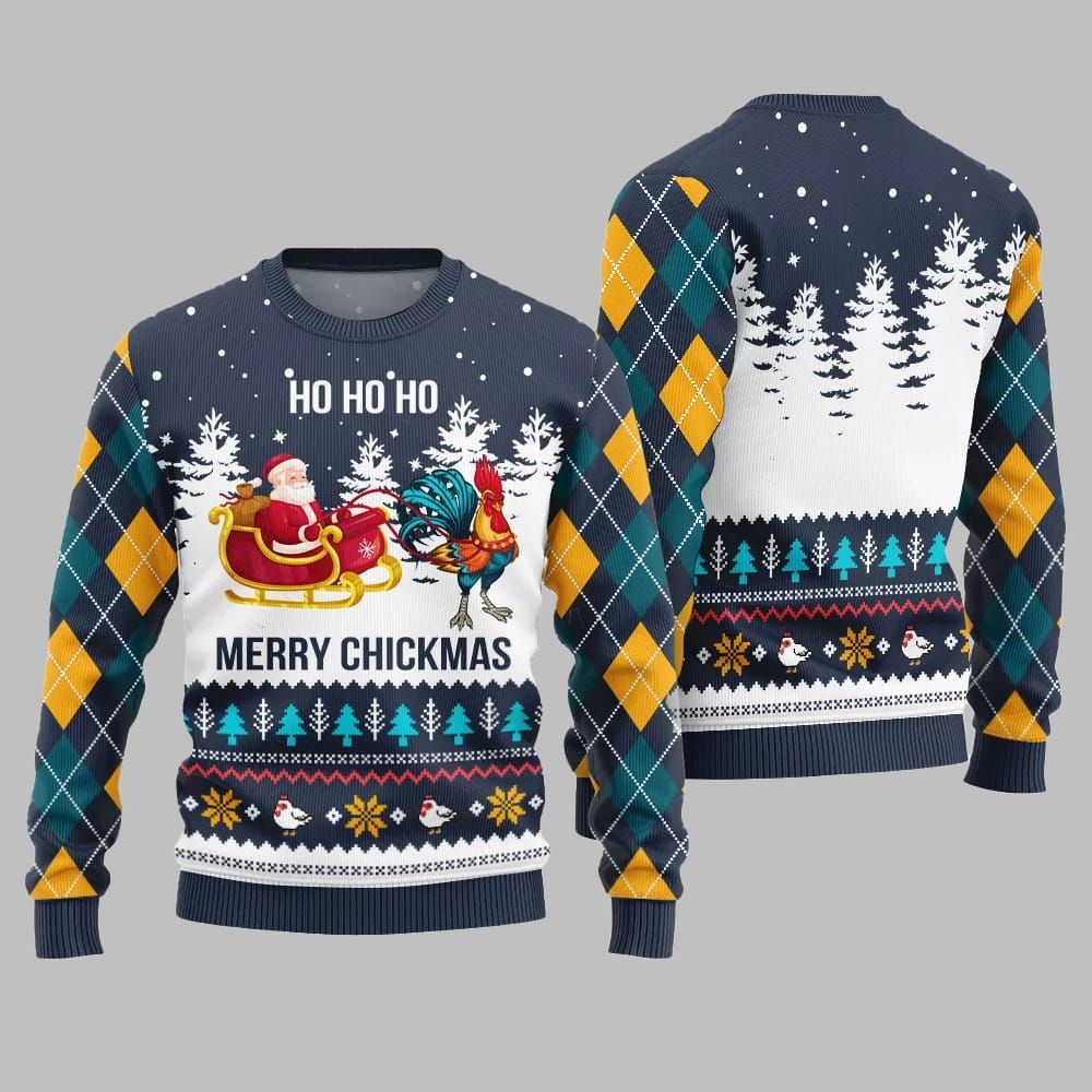 Merry Chickmas Santa Ugly Sweater Christmas 2026 - Moonbestprint