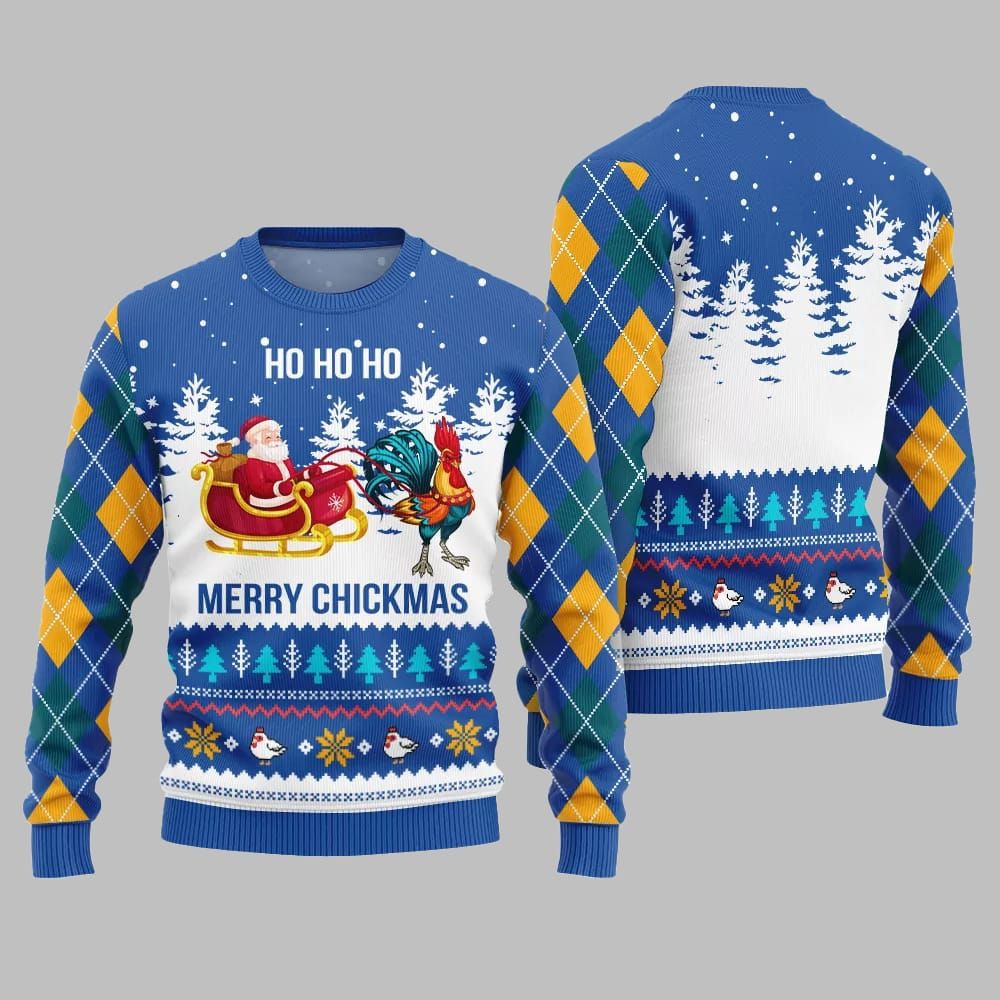 Merry Chickmas Santa Ugly Sweater Christmas 2026 - Moonbestprint