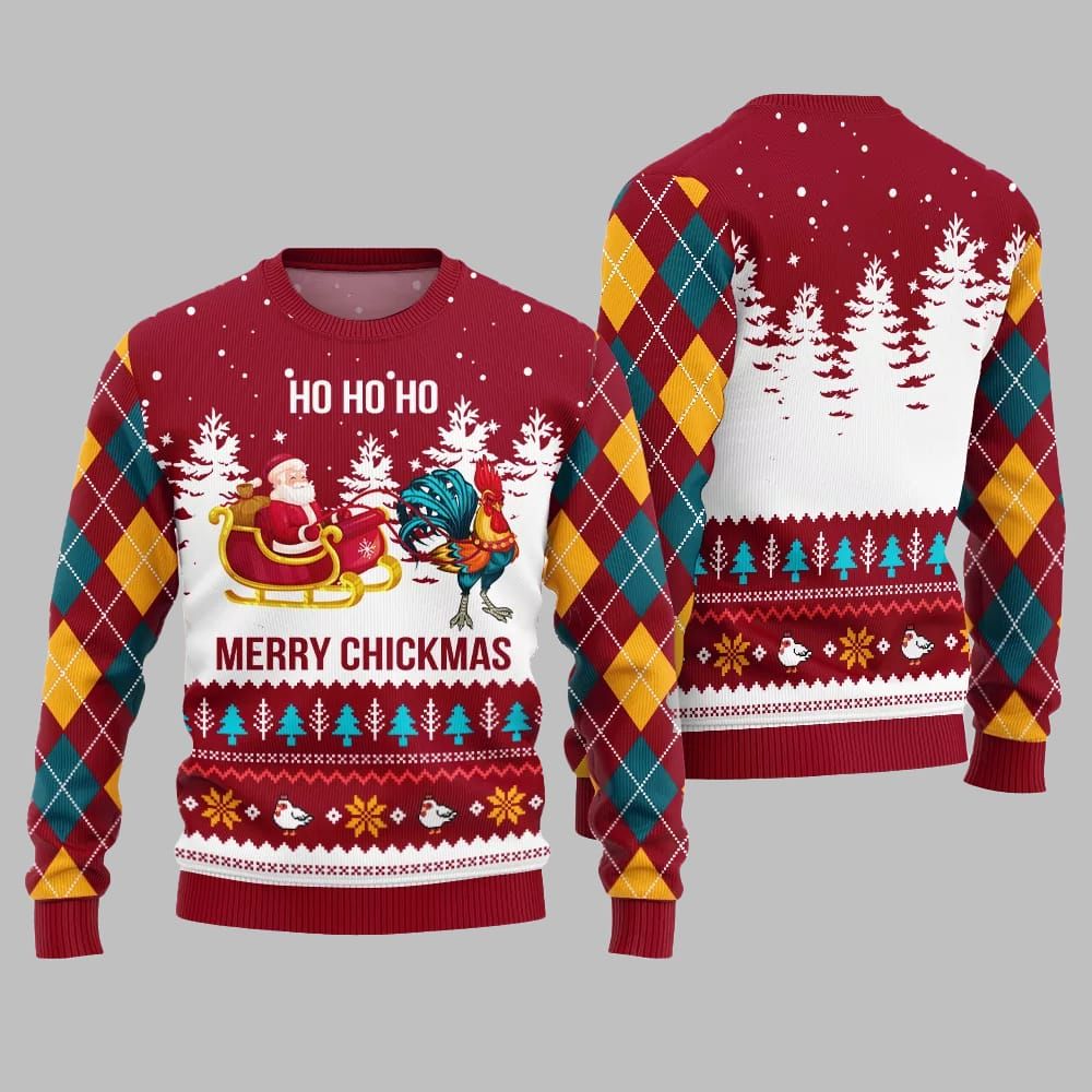 Merry Chickmas Santa Ugly Sweater Christmas 2026 - Moonbestprint