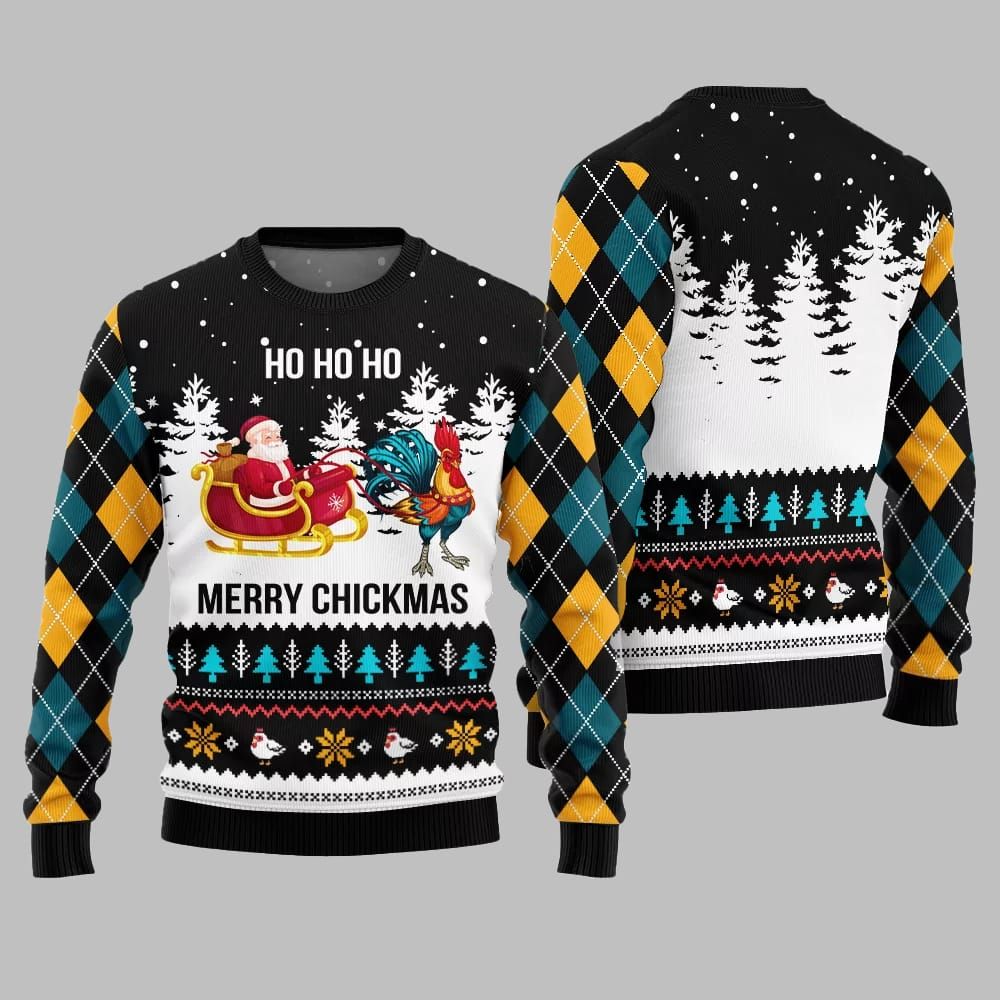 Merry Chickmas Santa Ugly Sweater Christmas 2026 - Moonbestprint