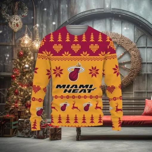 Merry Christmas Funny Miami Heat Ugly Christmas Sweater, NBA Chritsmas Sweater Moonbestprint