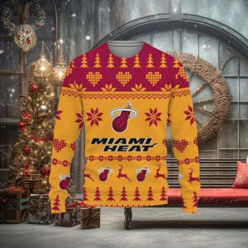 Merry Christmas Funny Miami Heat Ugly Christmas Sweater, NBA Chritsmas Sweater Moonbestprint