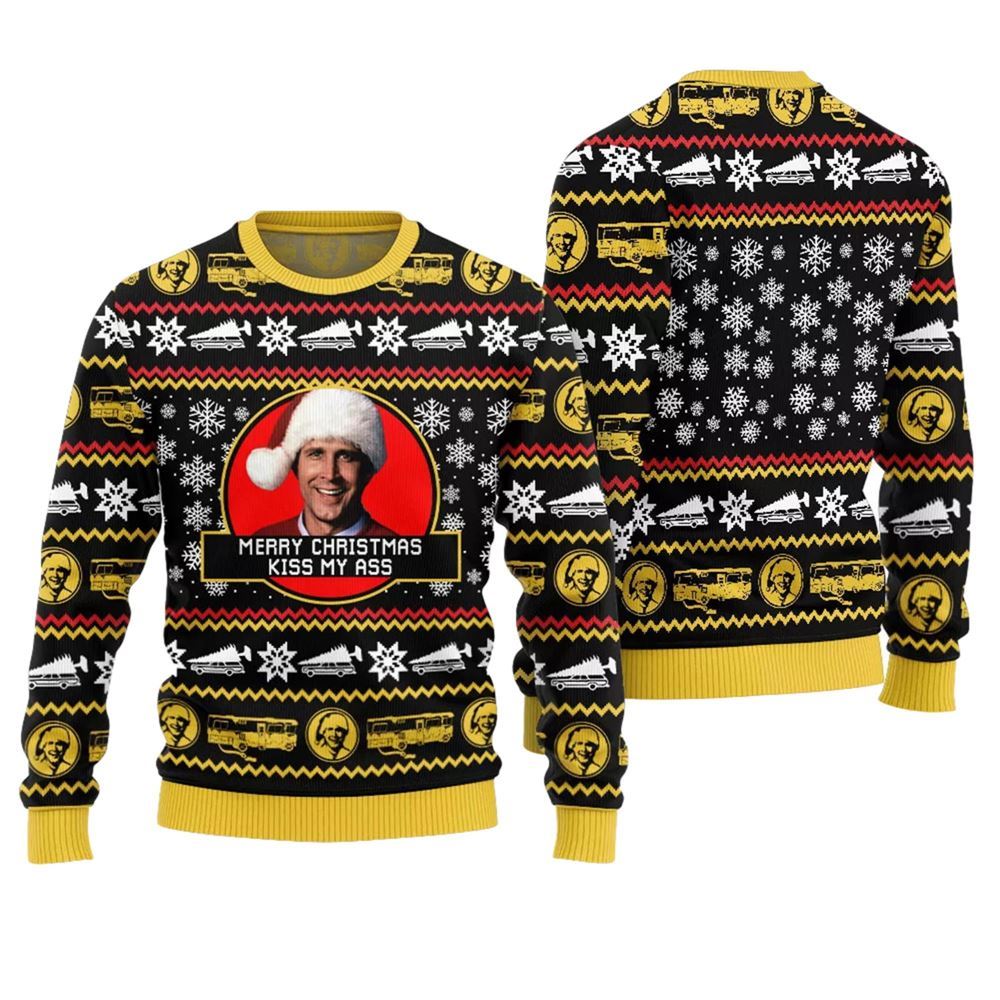 Merry Christmas Kiss My Ass Griswold Ugly Sweater - Moonbestprint
