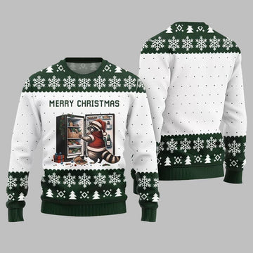 Merry Christmas Raccoon Ugly Sweater Christmas 2026 - Moonbestprint