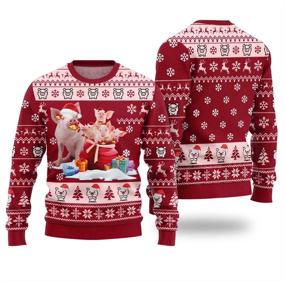 Merry Christmas With Pig Ugly Christmas Sweater - Moonbestprint