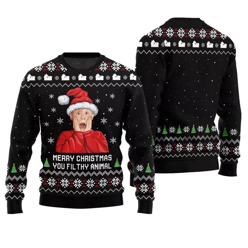 Merry Christmas You Filthy Animal Ugly Christmas Sweater - Moonbestprint
