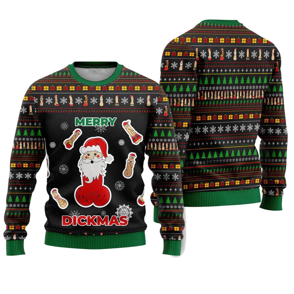 Merry Dickmas Santa Funny Ugly Christmas Sweater - Moonbestprint