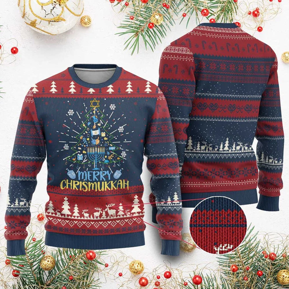 Merry Hanukkah Ugly Christmas Sweater - Moonbestprint
