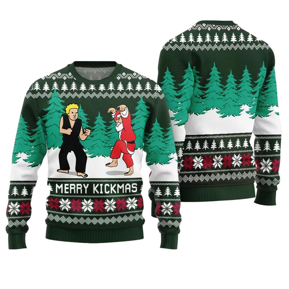 Merry Kickmas Karate Santa Ugly Xmas Sweater - Moonbestprint