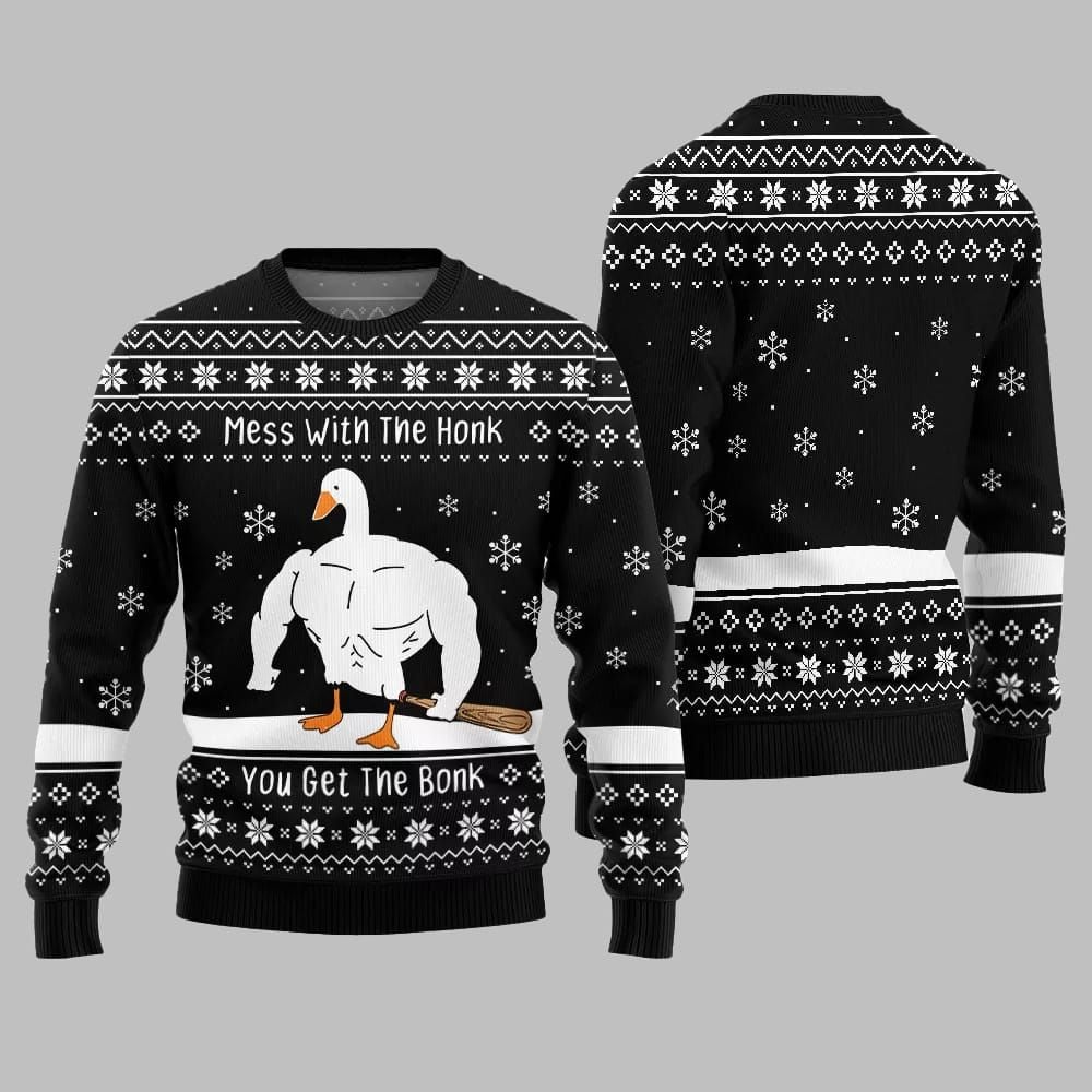 Mess With The Honk You Get The Bonk You Get The Bonk Ugly Sweater Christmas 2026 - Moonbestprint