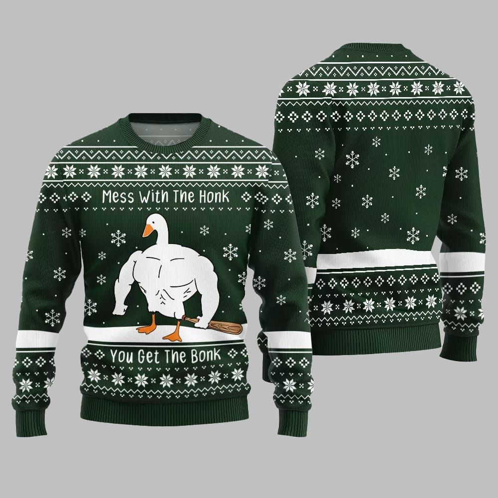 Mess With The Honk You Get The Bonk You Get The Bonk Ugly Sweater Christmas 2026 - Moonbestprint